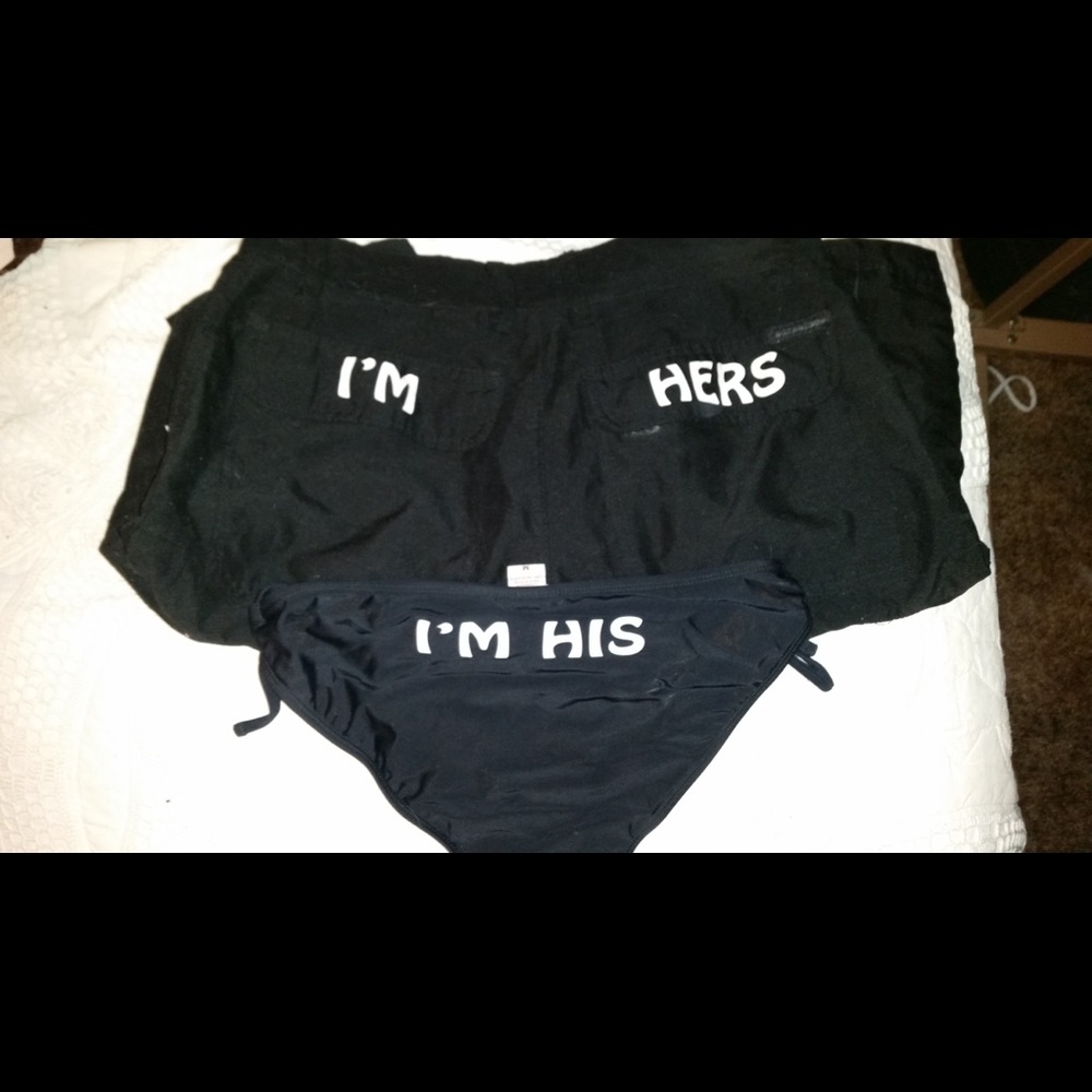 His and hers bathing suit bottoms